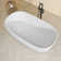 59" x 33" Freestanding Soaking Tub Solid Surface Stand Alone Bathtub with Pop-up Drain and Overflow