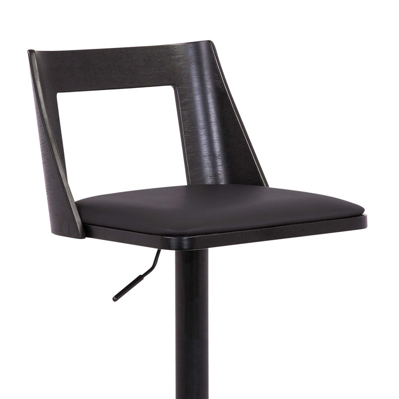 Adjustable Swivel Bar Stool with Mixed Material Design