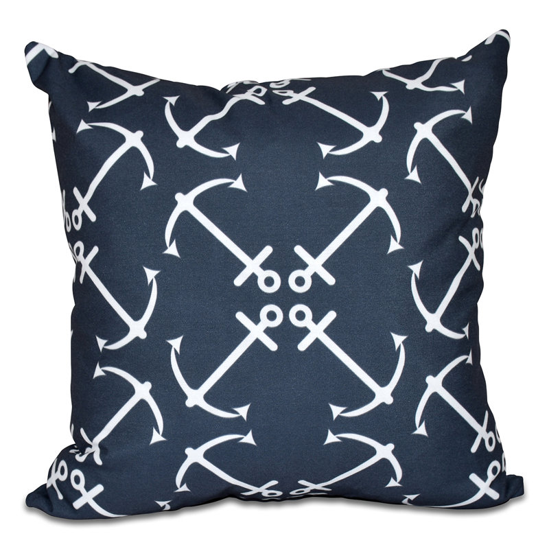 Housse et insert de coussin carré extérieur Anchor Up, Marine, H 16 po x l 16 po