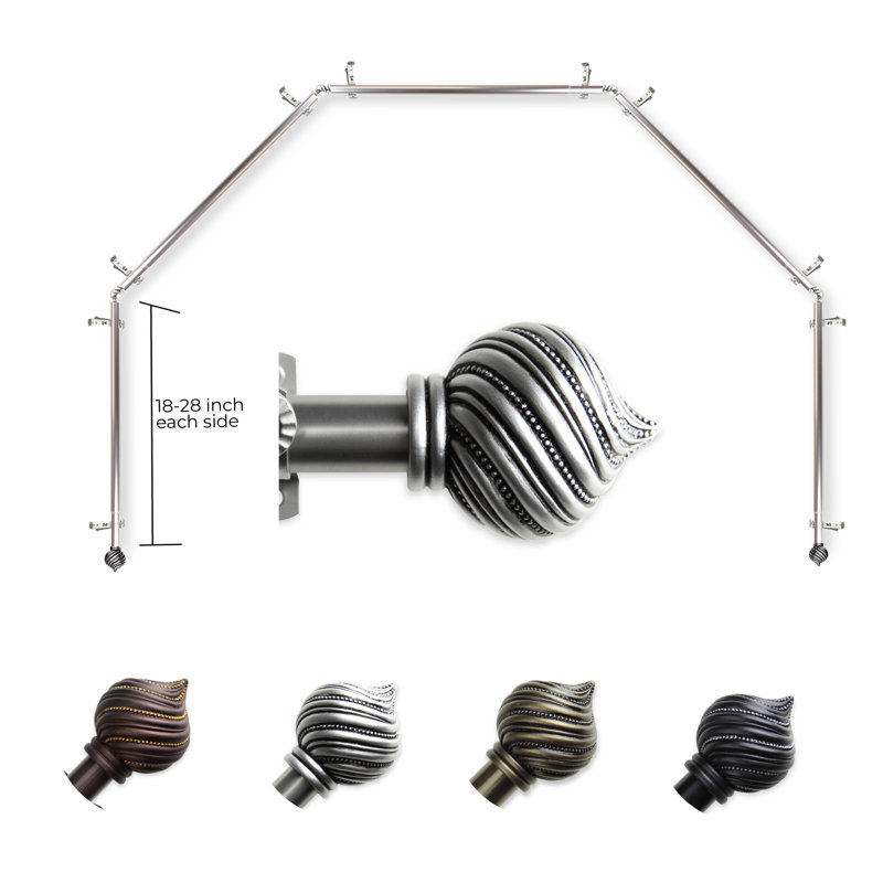 Tringle à rideaux simple à baie vitrée ajustable Amiya 28 "à 48" 0,81 ", 18 po - 28 po (chaque côté), Nickel satiné