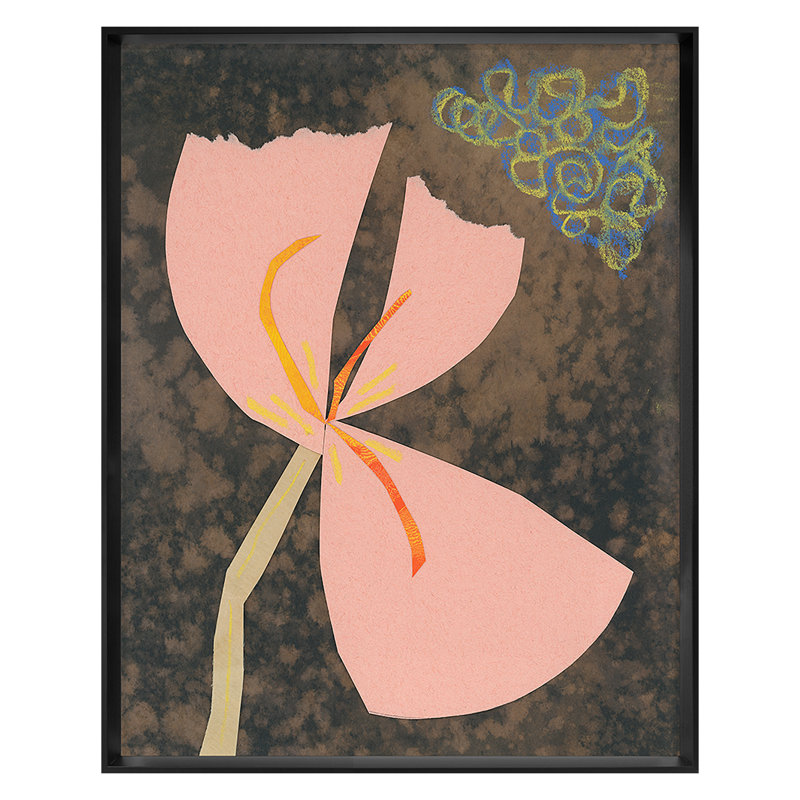 «Flower Collage 5» par Renee Stramel - impression d'un seul cadre, Cadre noir, H 30 po x l 24 po x P 1,75 po
