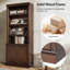 Bibliothèque Connie de style transitionnel, 198 cm (78 po) de hauteur, en bois massif, avec étagères ouvertes réglables et armoire de rangement.-1513888919
