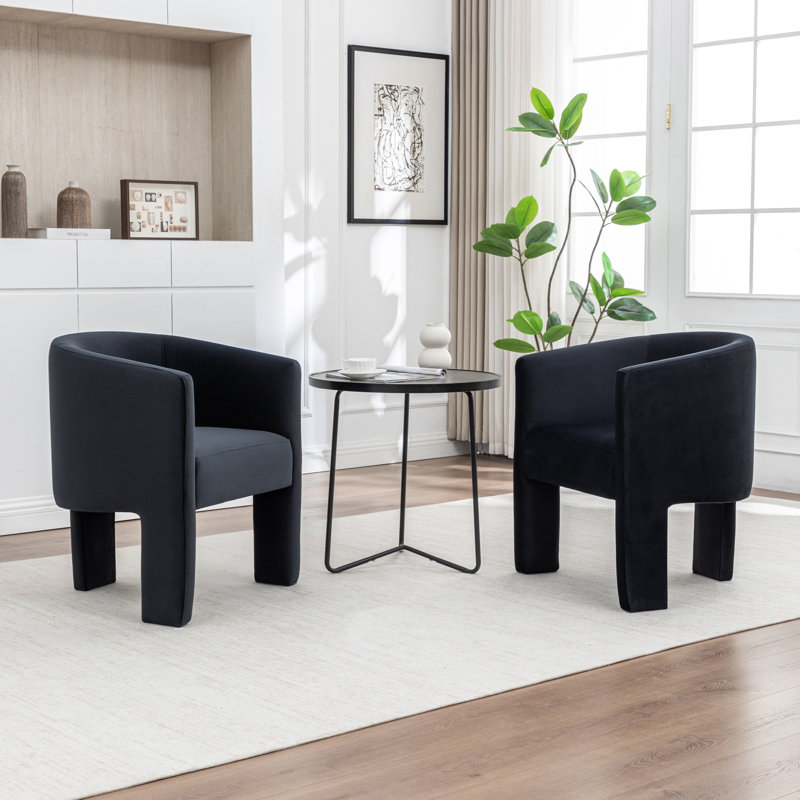 29.13'' H Velvet Curved Dining Chair, Black