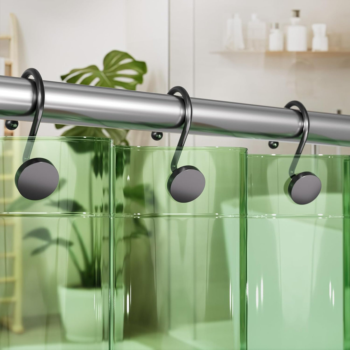 12 Pieces, Metal, Shower Curtain Rings, Modern Decorative Design