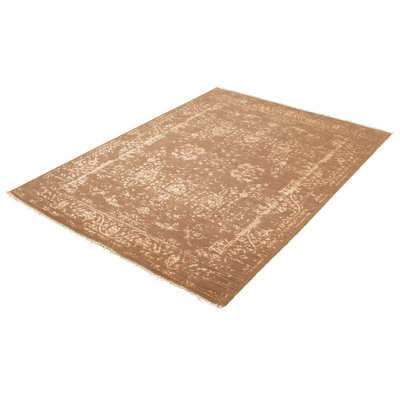 Fjolla One-of-a-Kind 6'8" x 9'1" New Age Rectangle Silk and Wool Area Rug in Brown