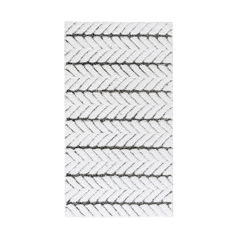 Herron Geometric Bath Rug, 24" W x 39" L, White