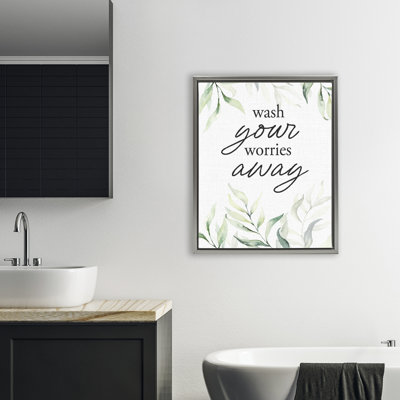 Wash Worries Away Leaves Floating Frame, design by Lettered and Lined