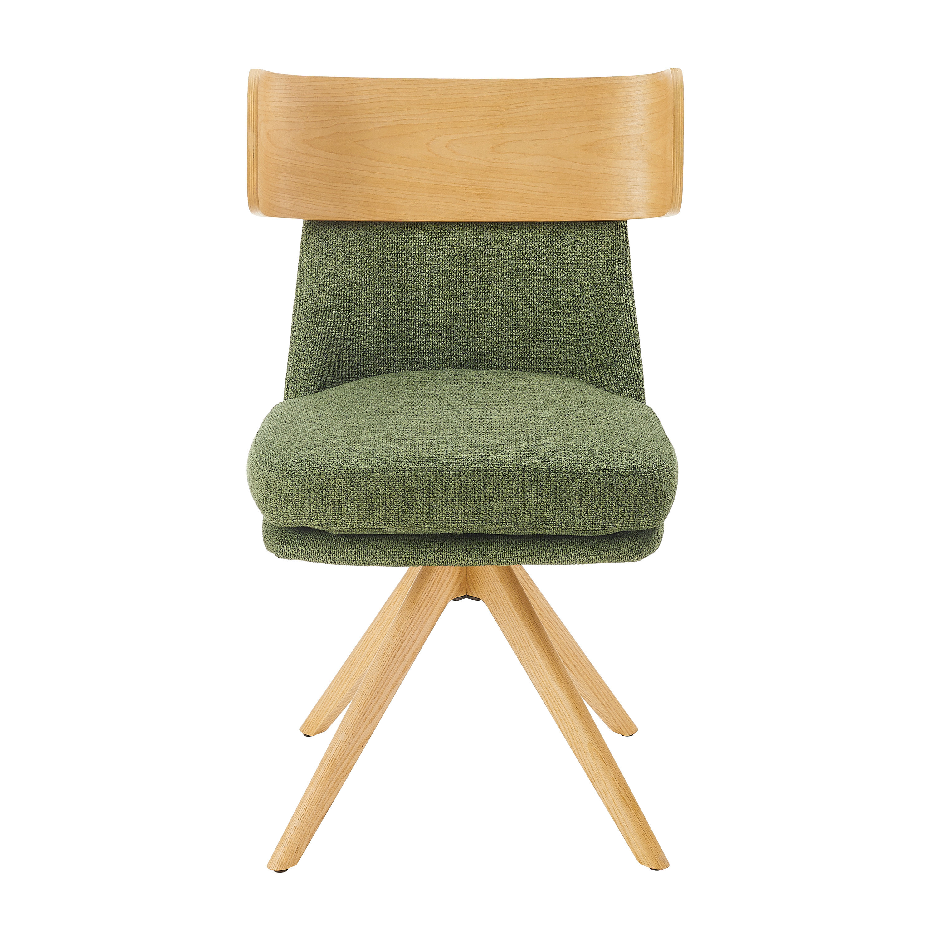 Vidas Swivel Home Office Linen Upholstered Task Chair with Oak Wood Base