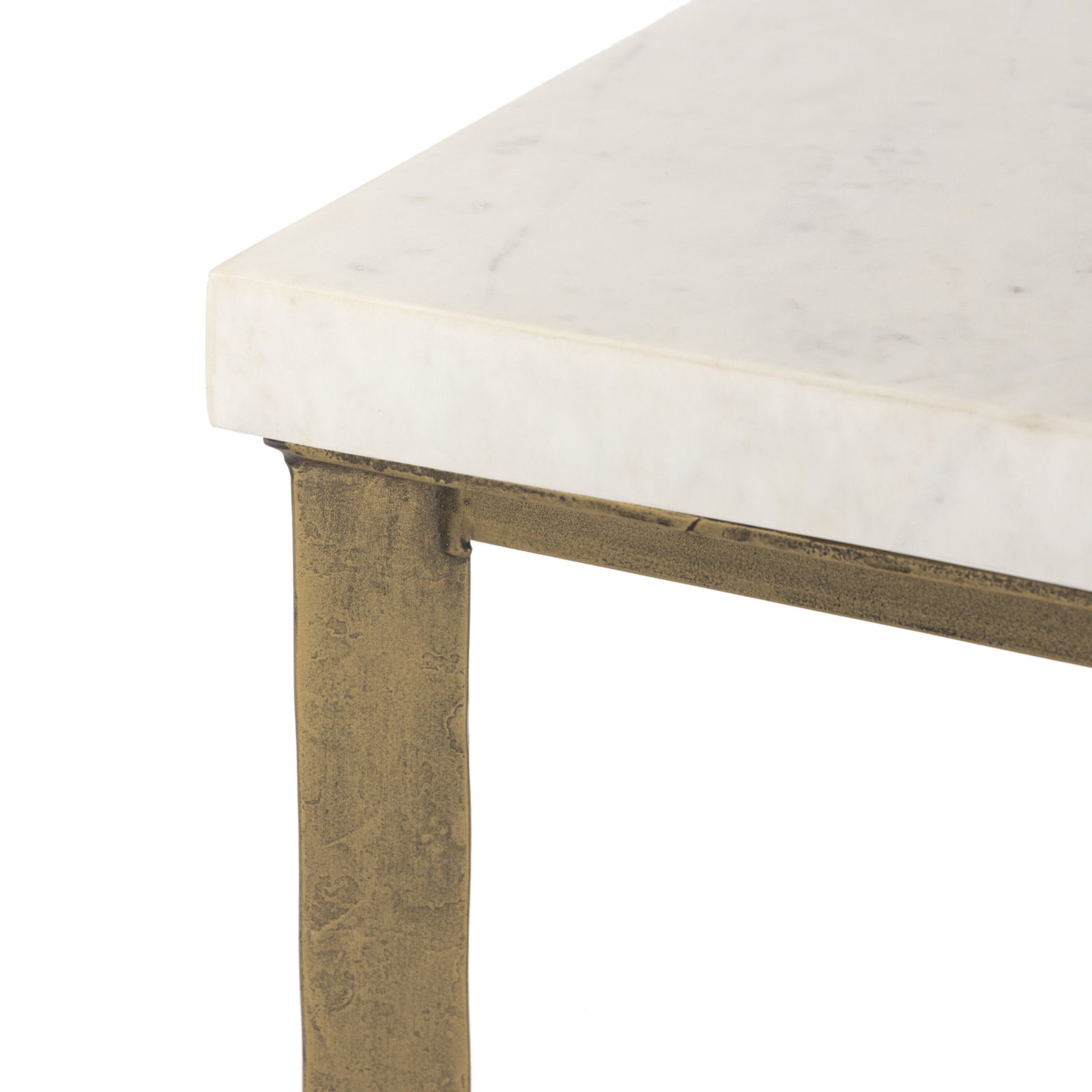 Nelida Single Coffee Table, White Marble Top/Black Base