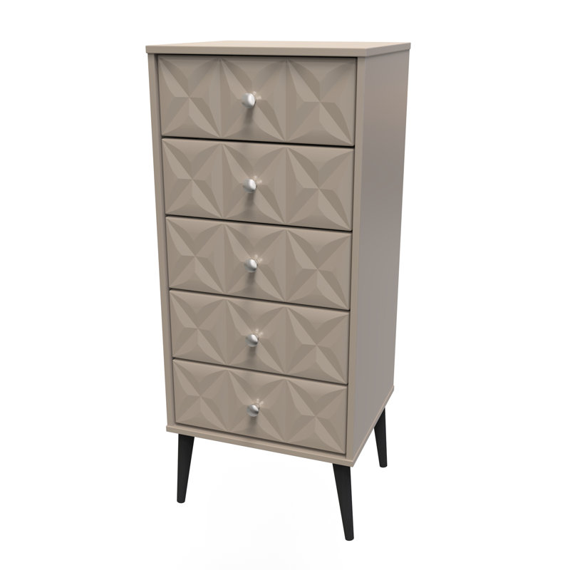 Carnlea 45cm W Manufactured Wood Bedside Table, Mushroom Matt