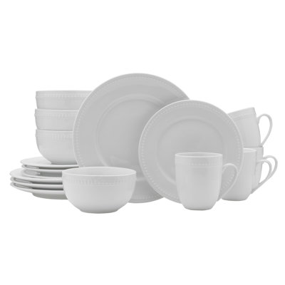 Max Beaded 16-Piece Porcelain Dinnerware Set, Service for 4