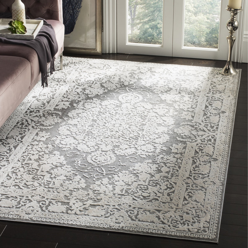 Calidia Oriental Dark Gray/Cream Rug, Rectangle 4' x 6'
