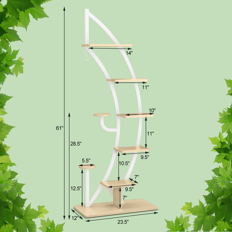 Support à plante Ozuna - ensemble de 2, Blanc / Naturel