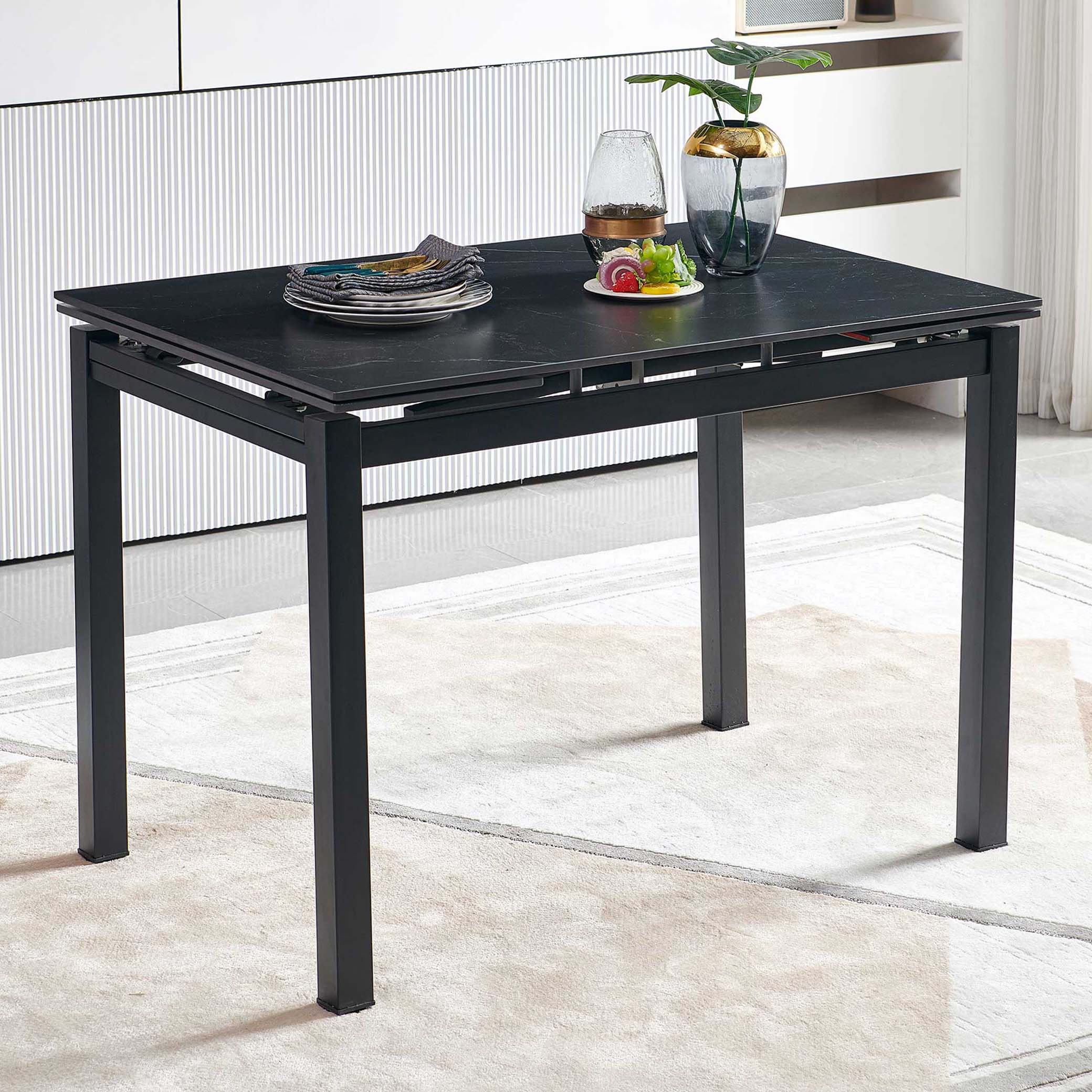 Latitude Run® Ceramic Rectangular Expandable Dining Table for Space ...