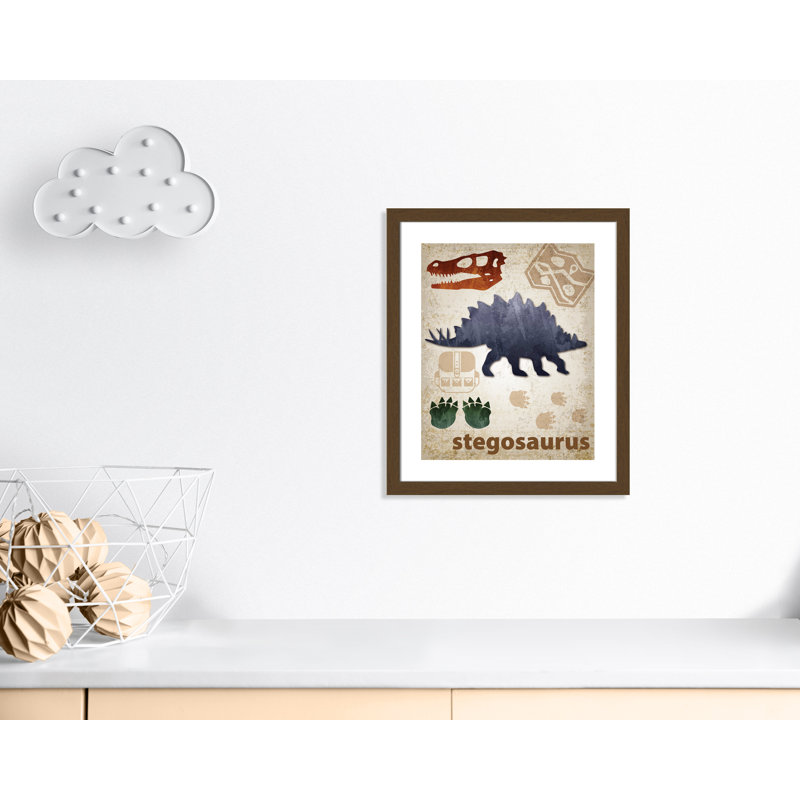 Décalcomanie murale Dinosaures-02 ', H 26,5 po x l 22,5 po x P 0,625 po, Encadré plat noyer
