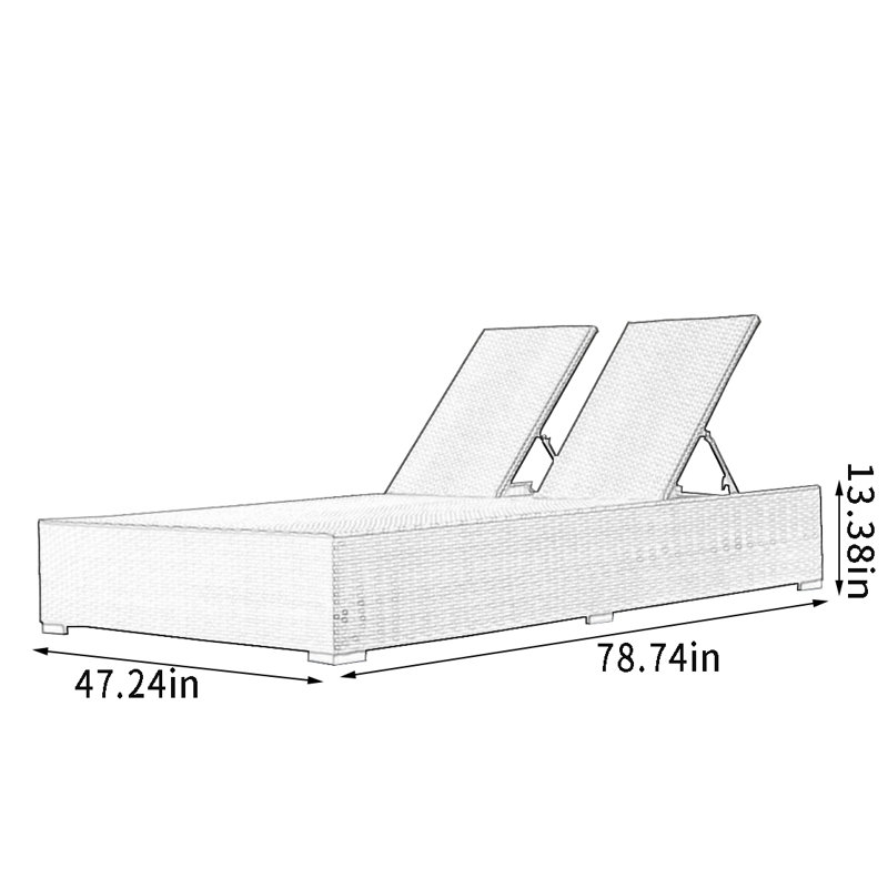 Outdoor Double Rattan Chaise Lounge Set