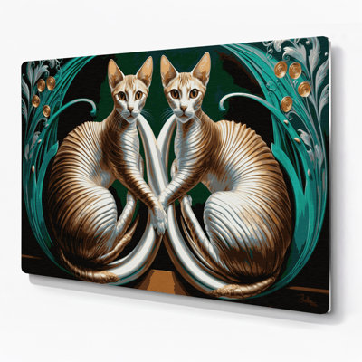 «Cats Cornish Rex», art mural en métal brun
