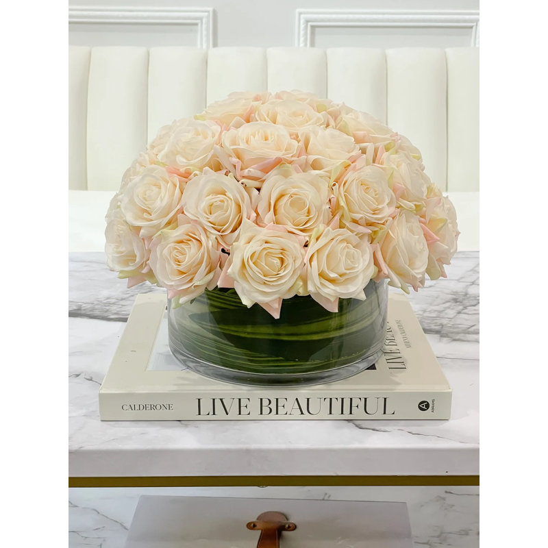 Large Dome Real-Touch Rose Centerpiece, Champagne 