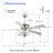 52“ Silver Crystal Ceiling Fan with Light and Remote 6-speed Reversible DC Motor Fan for Bedroom Living Room-80014468