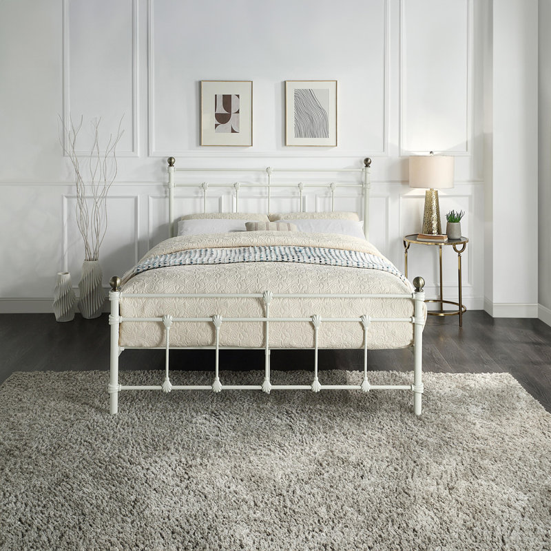 BAYFORD Metal Bed, White, Kingsize (5')