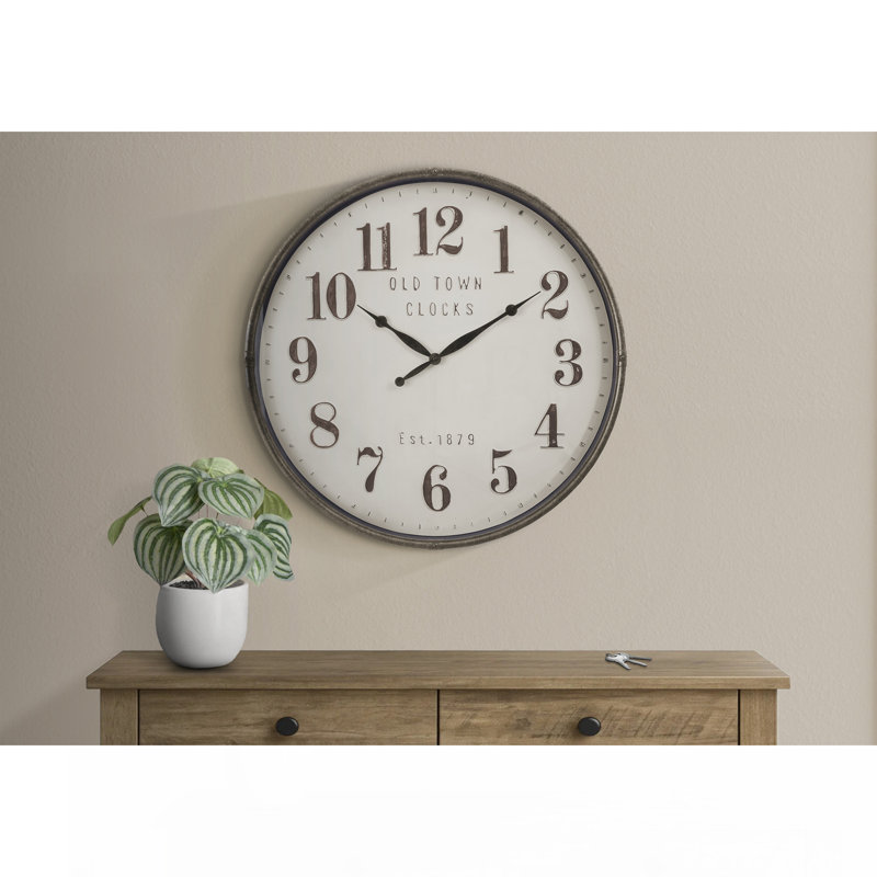 Clocks, 30" Round, Large Oversized, Wall Clock, Brown, Transitional