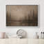 «Misty Forest Lake Scene with Flying Birds», reproduction d'art sur toile encadrée-630149944-630149945