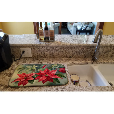 Christmas Poinsettias Dish Drying Mat