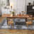 Classic Brown Rectangular Extendable Dining Table with Expandable Design, 106.5-Inch Large Kitchen Table for Up to 14 Guests