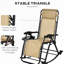 2 chaises berçantes à gravité zéro, fauteuil inclinable d'extérieur pliable avec coussin, porte-gobelet et support pour téléphone, beige, sièges d'extérieur en acier, fauteuil inclinable robuste, sans assemblage