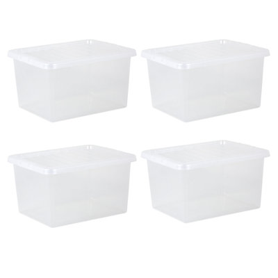 Wham Crystal 31L Plastic Storage Box Pack of 4 Clear