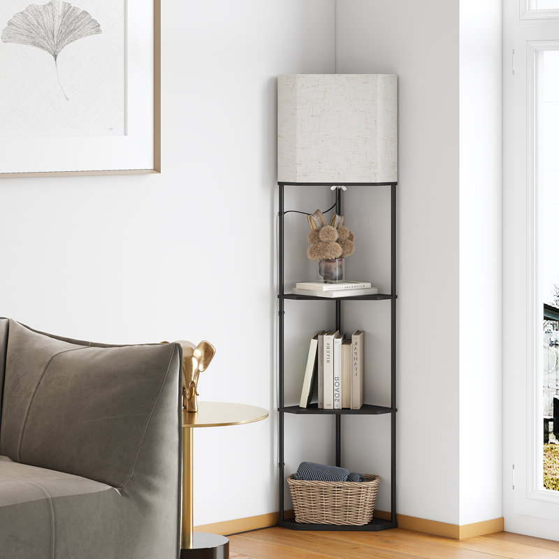 Yiu 3 Tier Corner Shelf  LED Floor Lamp