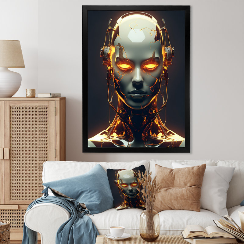 " Robotic Intelligence II ", Black Single Picture Framed, 32" H x 24" W x 1" D