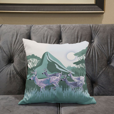Housse de coussin carré intérieur / extérieur en polyester Reindeer Herd