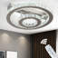 Modern 2-Ring Crystal Flush Mount Ceiling Light, Stepless Dimming LED, Stainless Steel