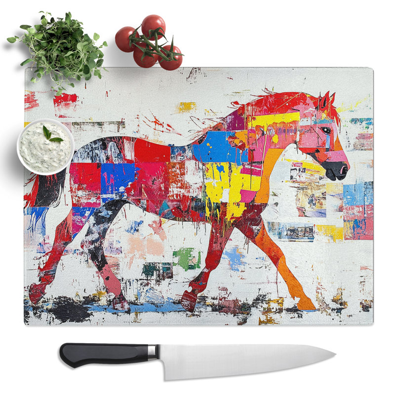 Abstract Horse Vol.3  Glass Chopping Board