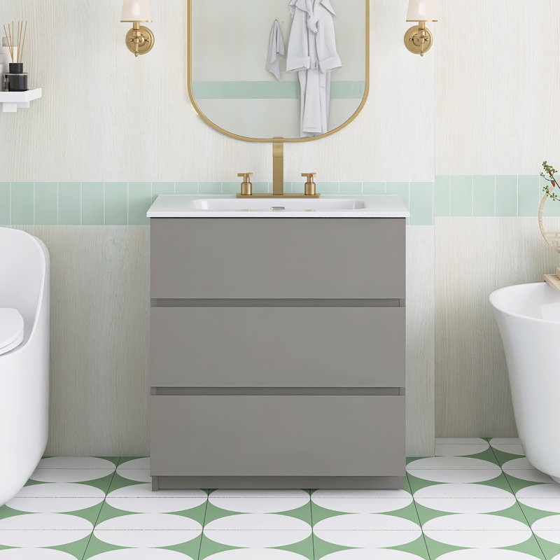 Ensemble de meuble-lavabo autoportant 29,9 po avec plateau en céramique, 24"