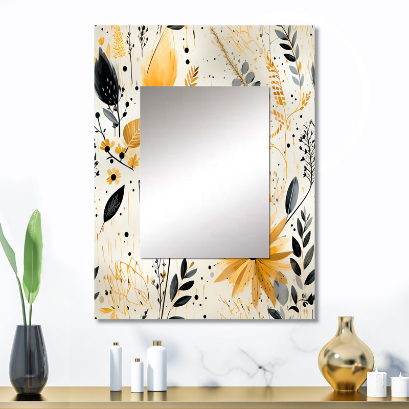 Urban Bohemian Ferns Pattern - Floral Mirror Wall Decor, 32" x 24"