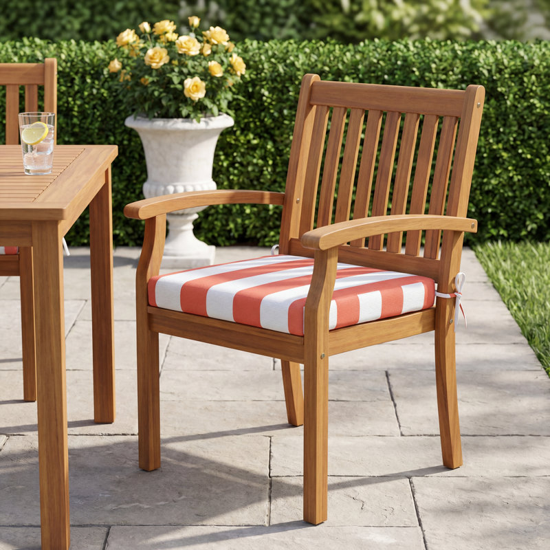 Sunbrella® Indoor/Outdoor  Dining Chair Seat Cushion, Sunbrella® Refuge Coral