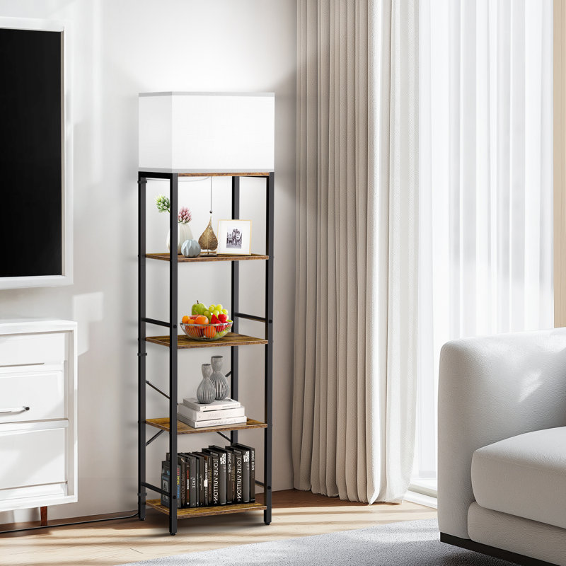 Bugarin 59" Bookcases with LED Light and Remote Control, 3 Color Temperature Column Floor Lamp