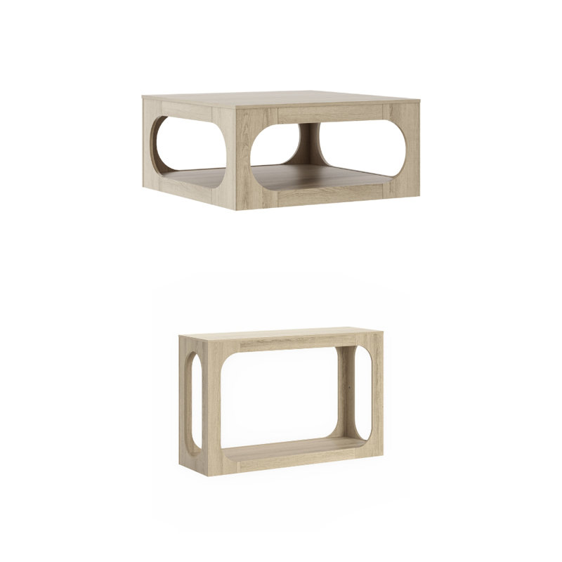 Chingford Transitional Coordinated 2 Piece Living Room Table Set, Oslo Oak