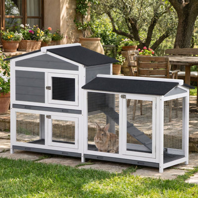Mona Weather Resistant Rabbit Hutch with Ramp,wood