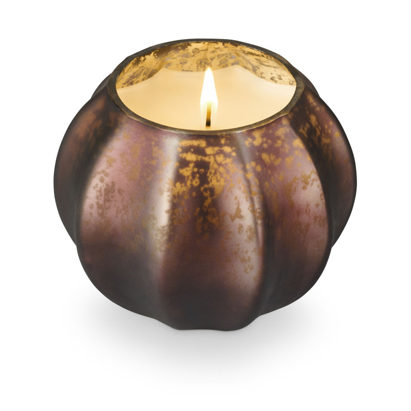 Midnight Pumpkin Mercury Pumpkin Candle, Black and Orange