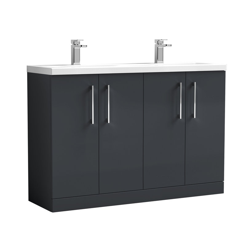 Arno 1205mm Double Bathroom Vanity with Integrated Vitreous China Basin, Satin Anthracite