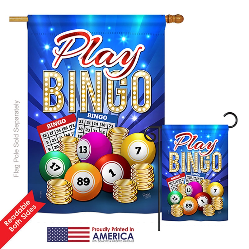 Drapeau de maison / jardin 40 x 28 po en polyester à 2 faces Play Bingo Centres d'intérêt Loisirs Impressions
