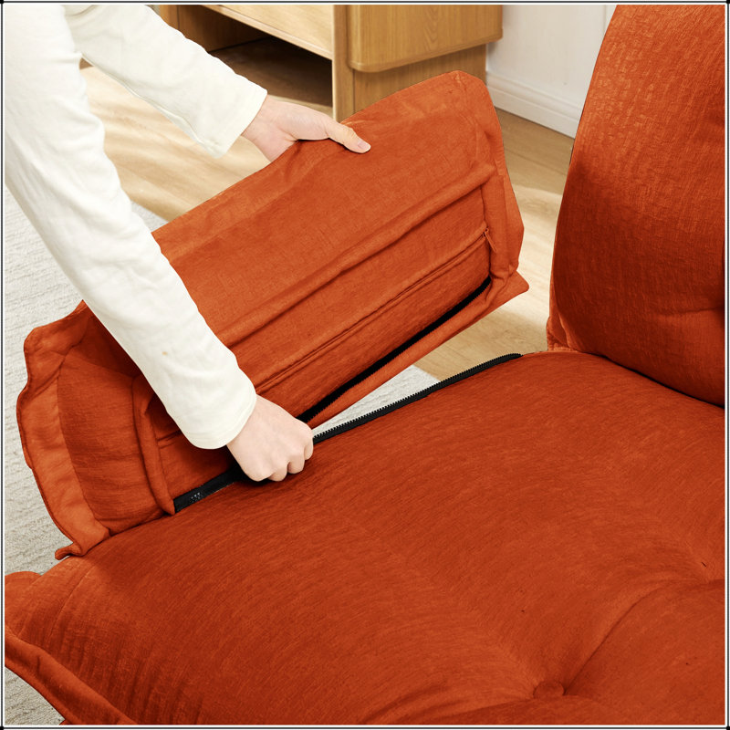 Upholstered 77 " Chenille L-Shaped Sectional with Ottoman