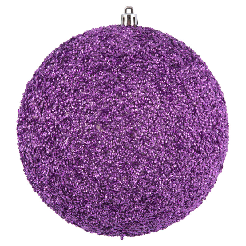 Beaded Solid Ball Ornament, Orchid, 4.75" H x 4.75" W x 4.75" D