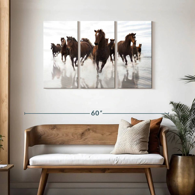 Running Brown Horses, 28" H x 45" W
