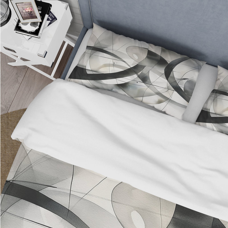 Abstract Neutral XV - Ensemble de housse de couette à motif géométrique abstrait