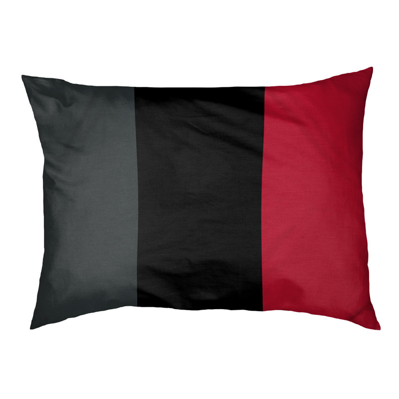 Coussin Designer, Petit (L 18 po x l 28 po), Gris acier / noir / rouge