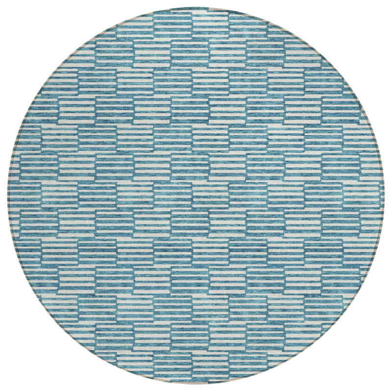 Tapis rond bleu 8 po